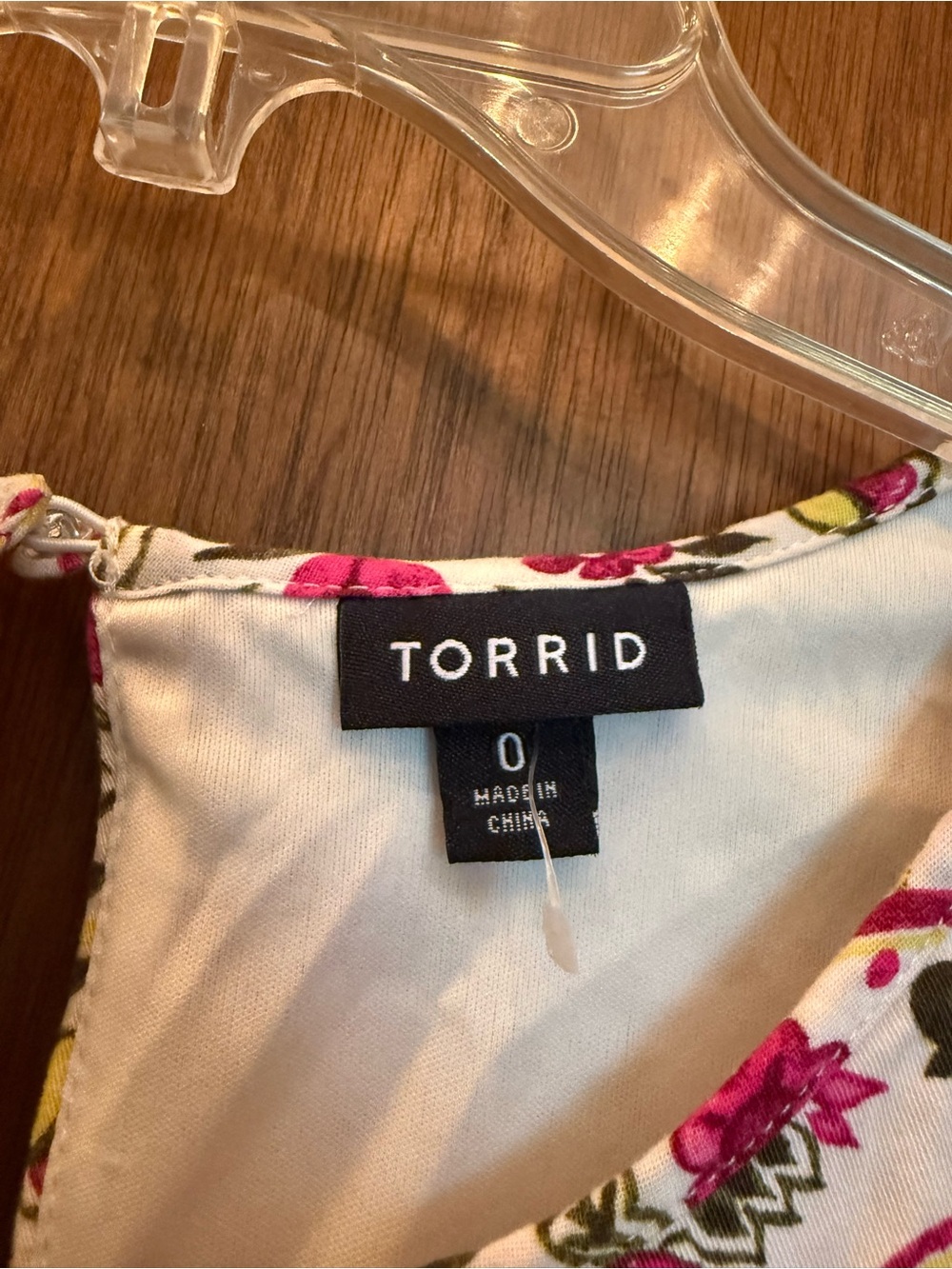 Torrid White Floral Dress with Pink & Green Accents - Picture 5 of 6